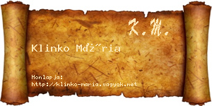 Klinko Mária névjegykártya